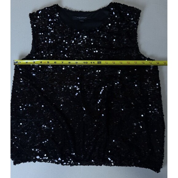Marc New York Sequin Scoop Neck Sleeveless Blouse Gathered Waist Women’s Large - Picture 5 of 8